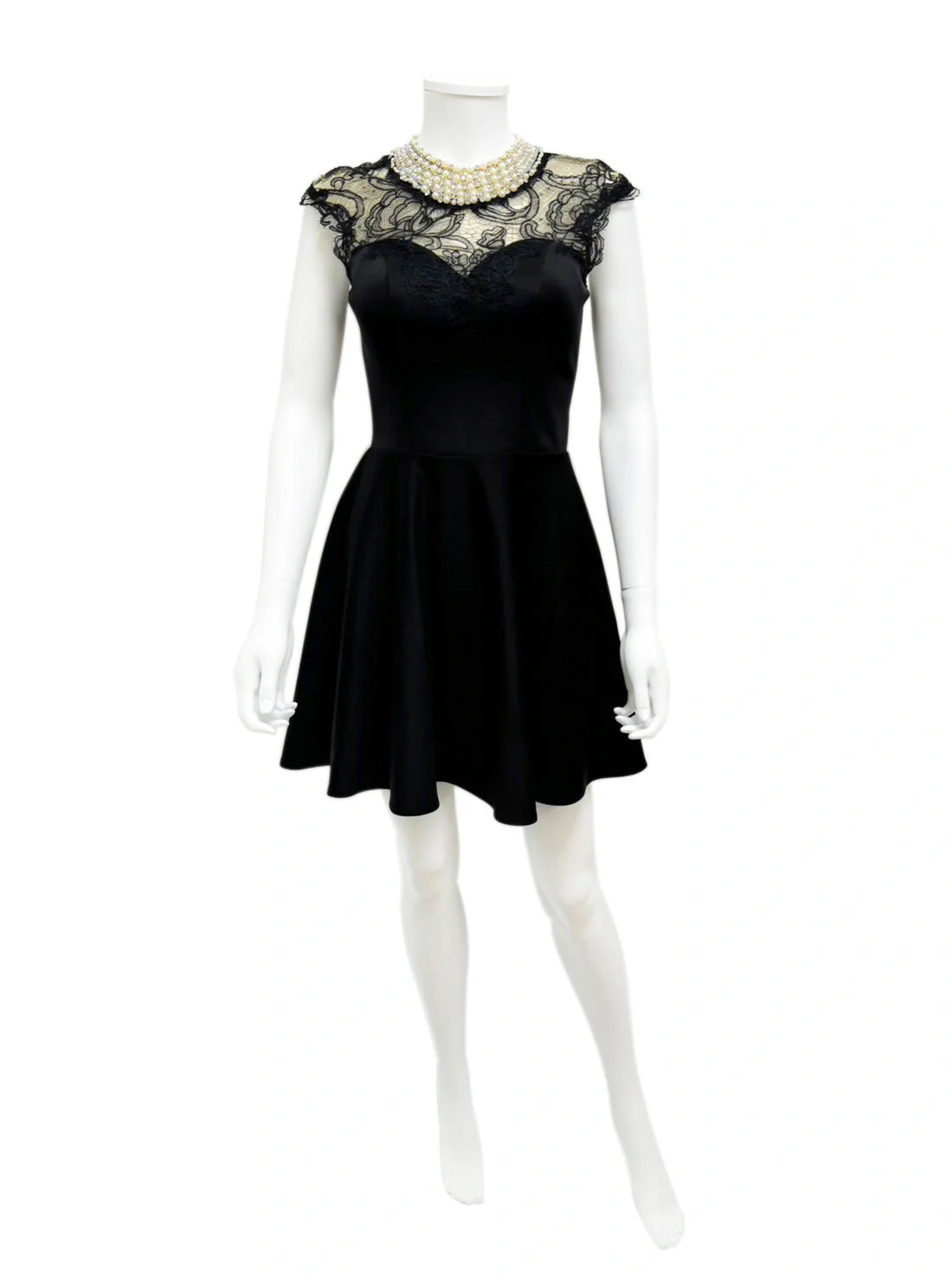 ハイネック フレア レース ビジュー ミニドレス キャバドレス ANGEL R | et toi（エトワ） レンタルキャバドレス