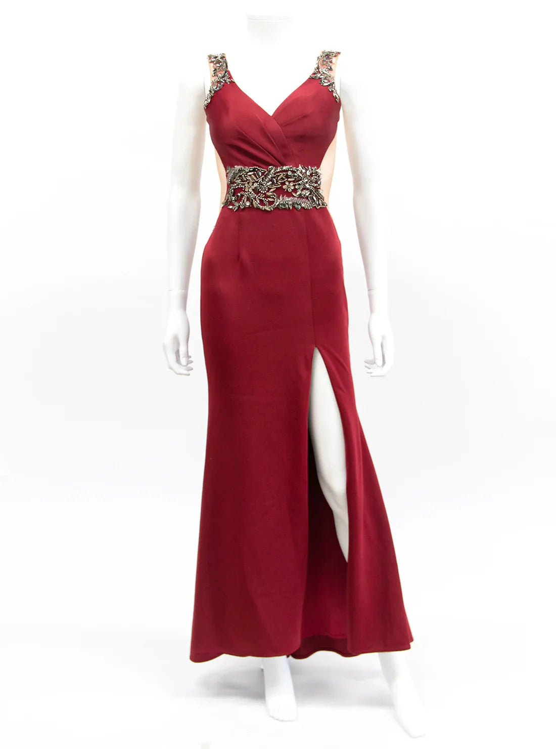 ノースリーブ ビジュー スリット ロングドレス キャバドレス ANGEL R | et toi（エトワ） レンタルキャバドレス