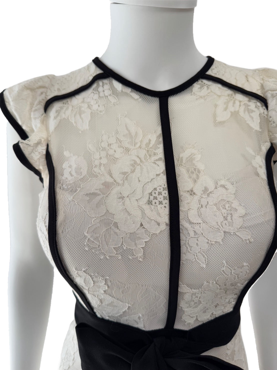 【114】フリル ノースリーブ レース リボン ミニ丈 ミニドレス Andy