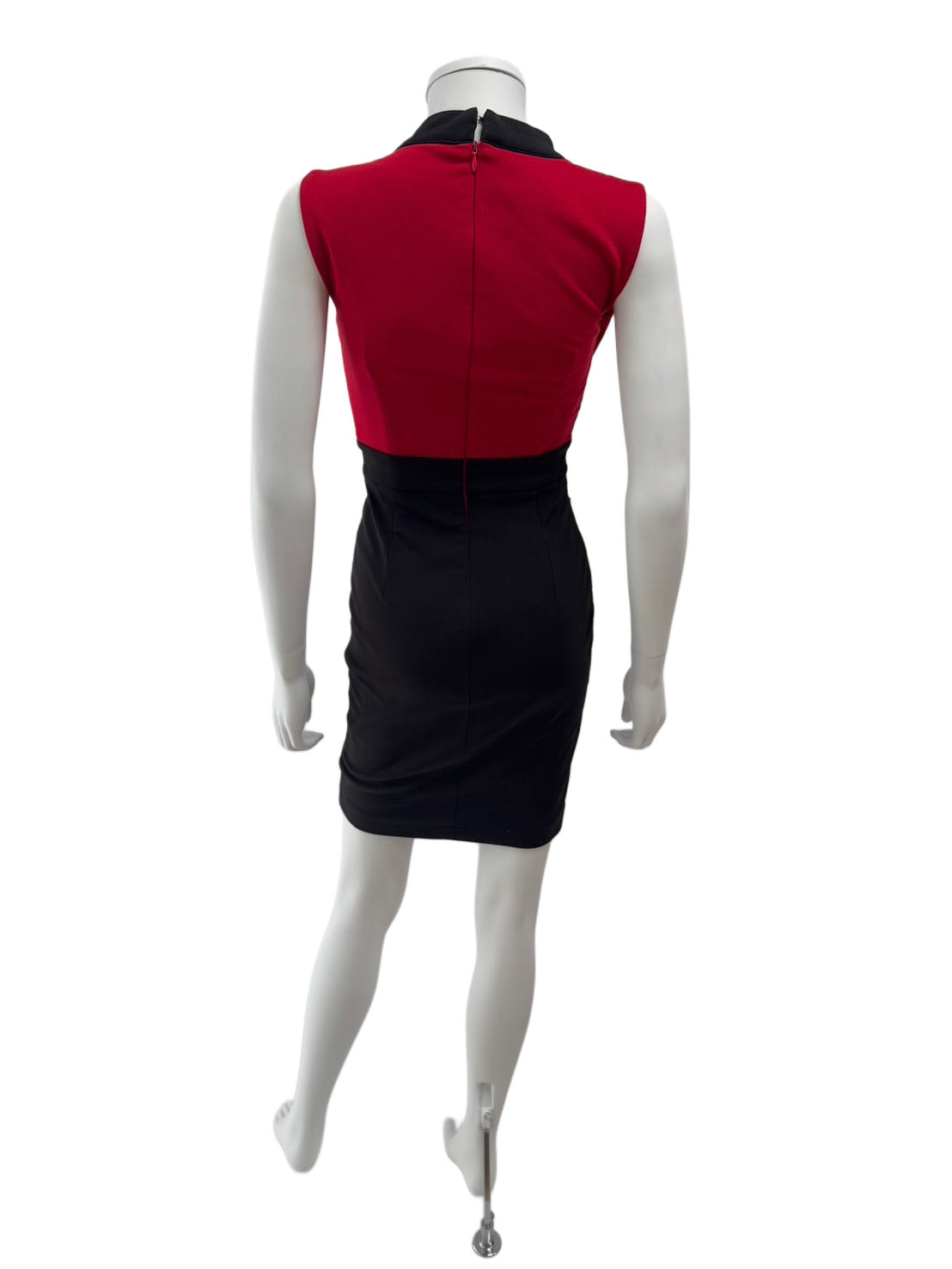 【133】ツートーン  ハイネック スリット ノースリーブ ミニドレス Andy GLAMOROUS