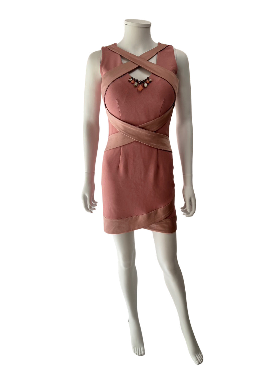 【134】ノースリーブ スリット ビジュー ミニドレス Andy