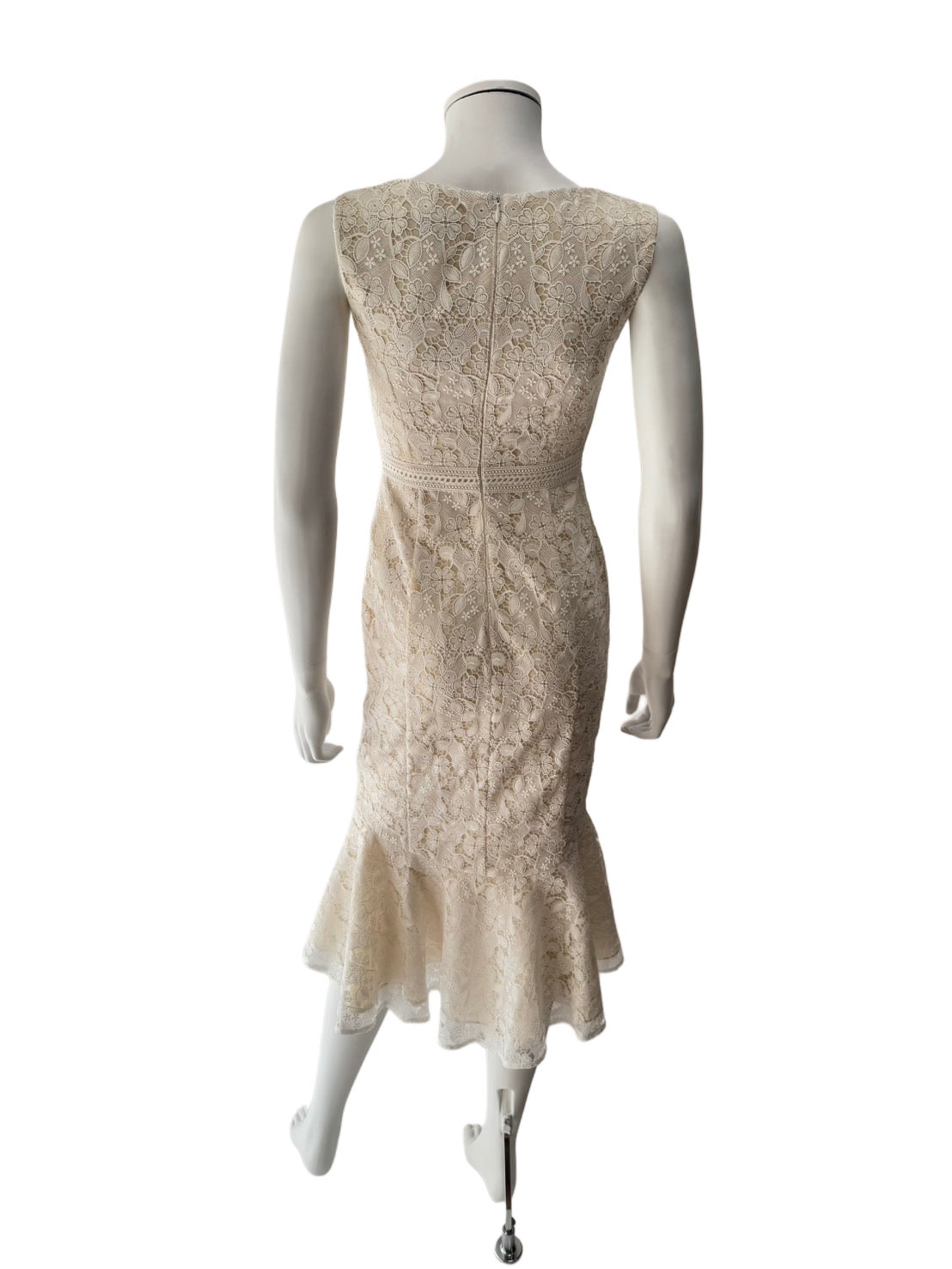 【106】レース ノースリーブ マーメイド ひざ丈 ミディアムドレス