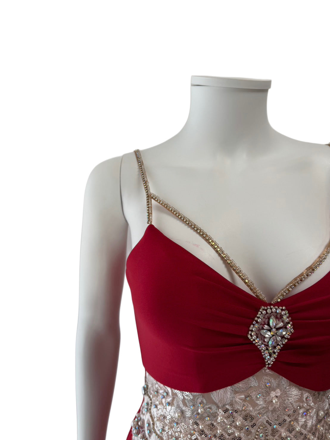 【152】ノースリーブ ビジュー レース シースルー ロングドレス ANGLE R