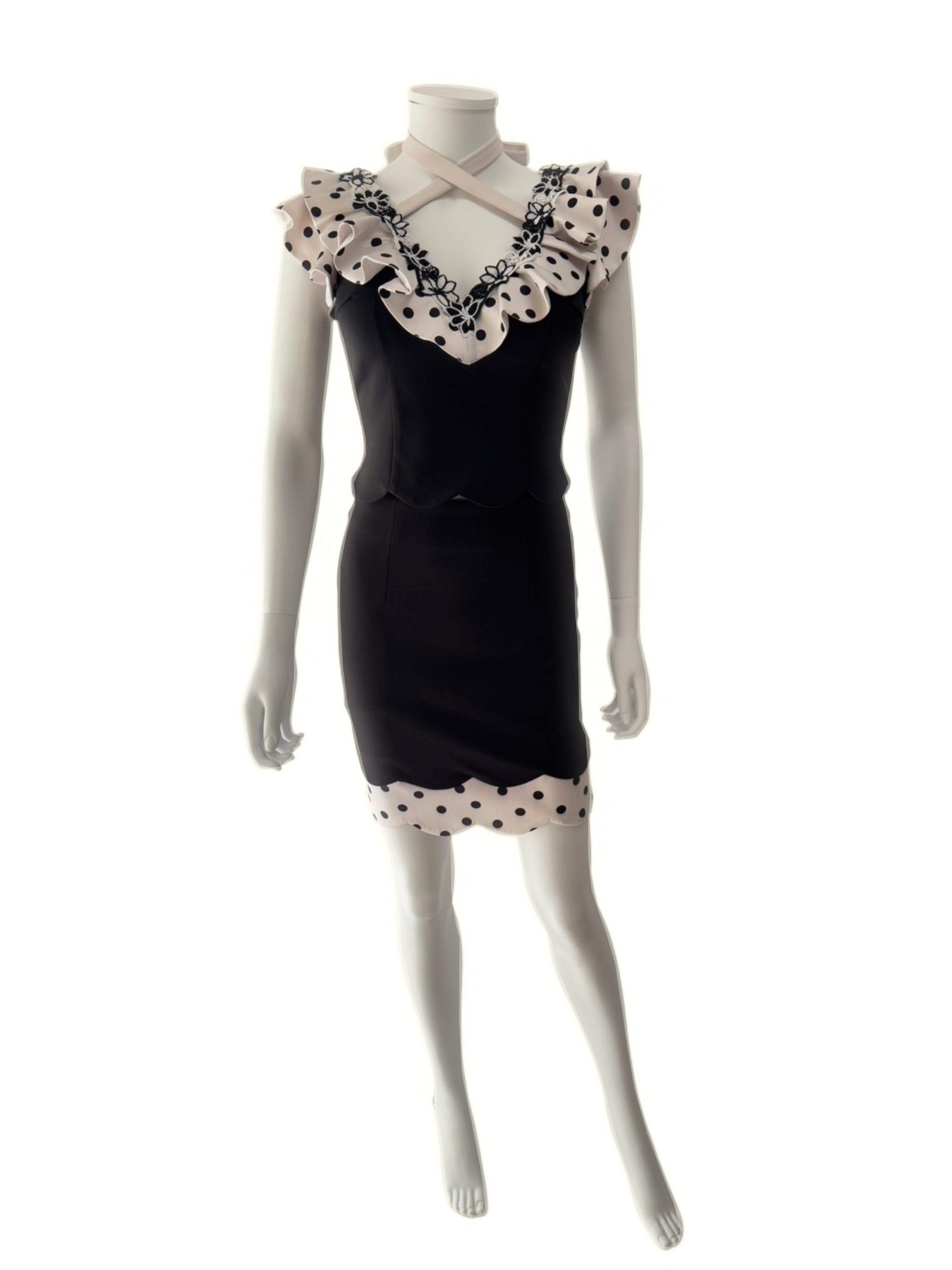 【101】フリル セットアップ ネックリボン ミニ丈 ミニドレス an