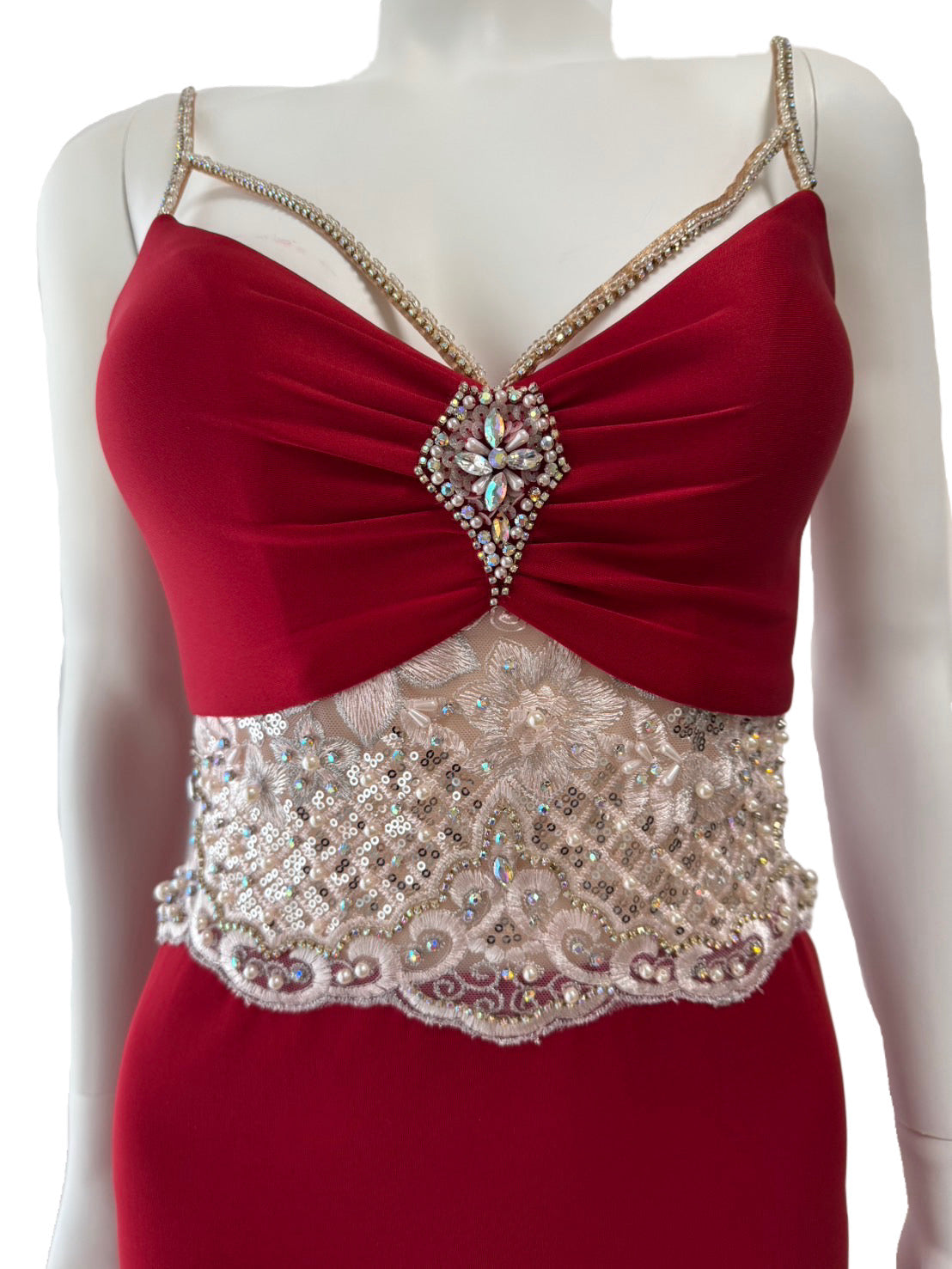 【152】ノースリーブ ビジュー レース シースルー ロングドレス ANGLE R