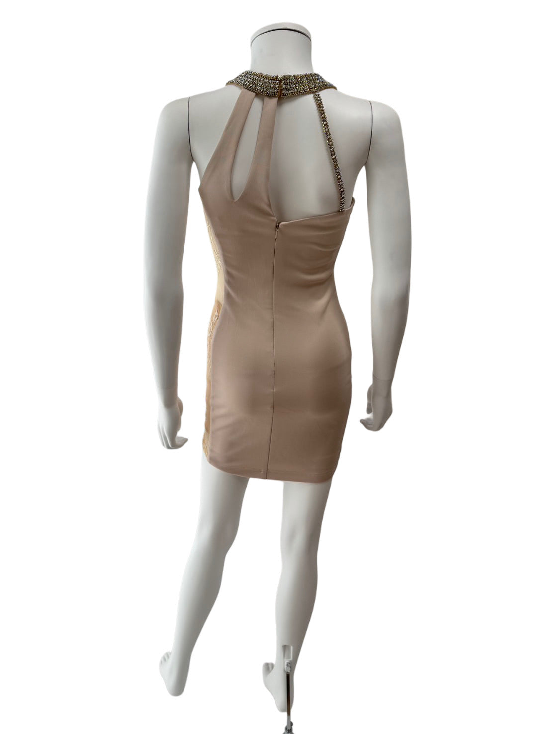 【113】ビジュー シースルー ノースリーブ ミニ丈 ミニドレス ANGLE R