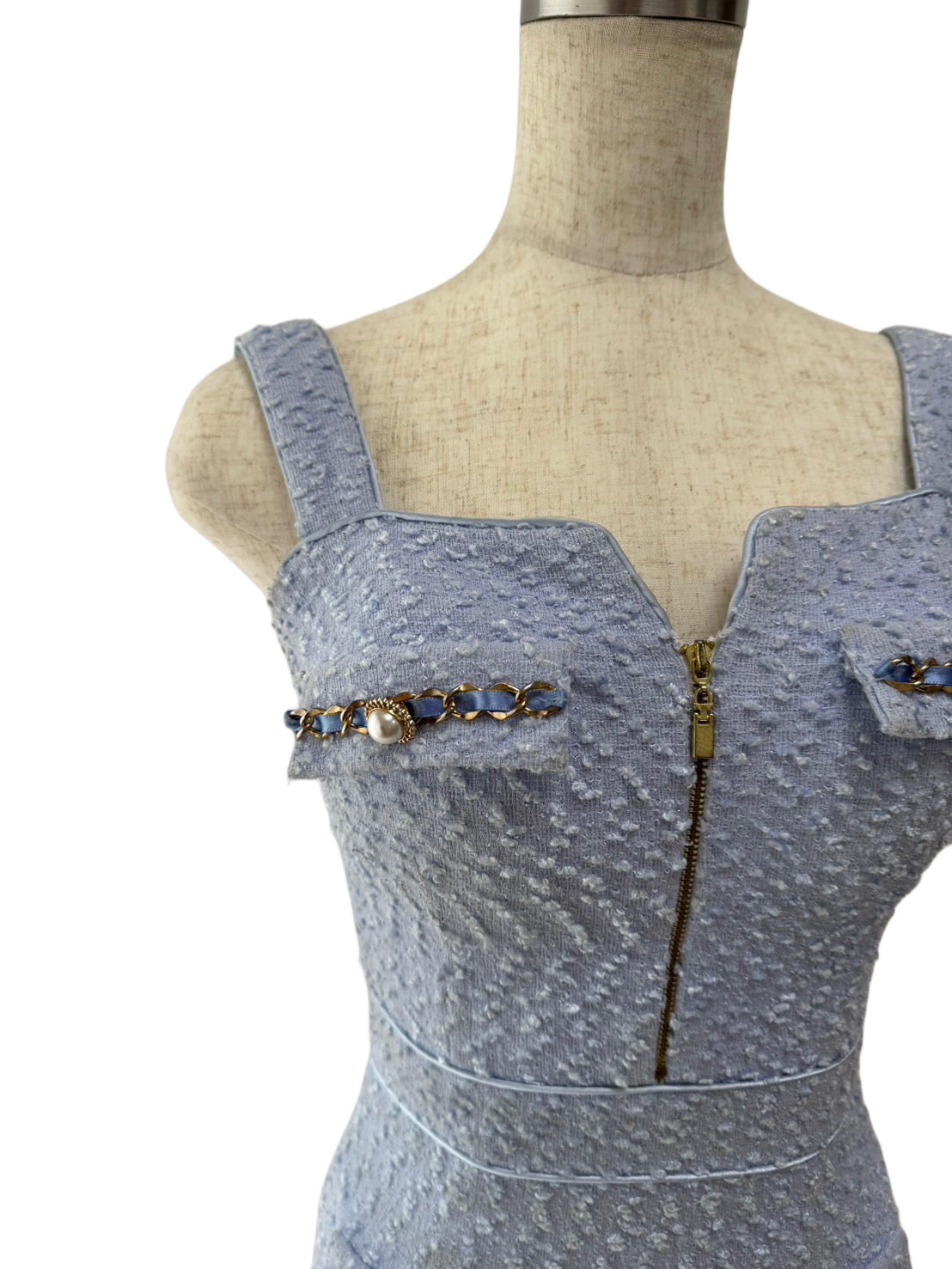 【156】ノースリーブ フロントジップ ミニドレス an