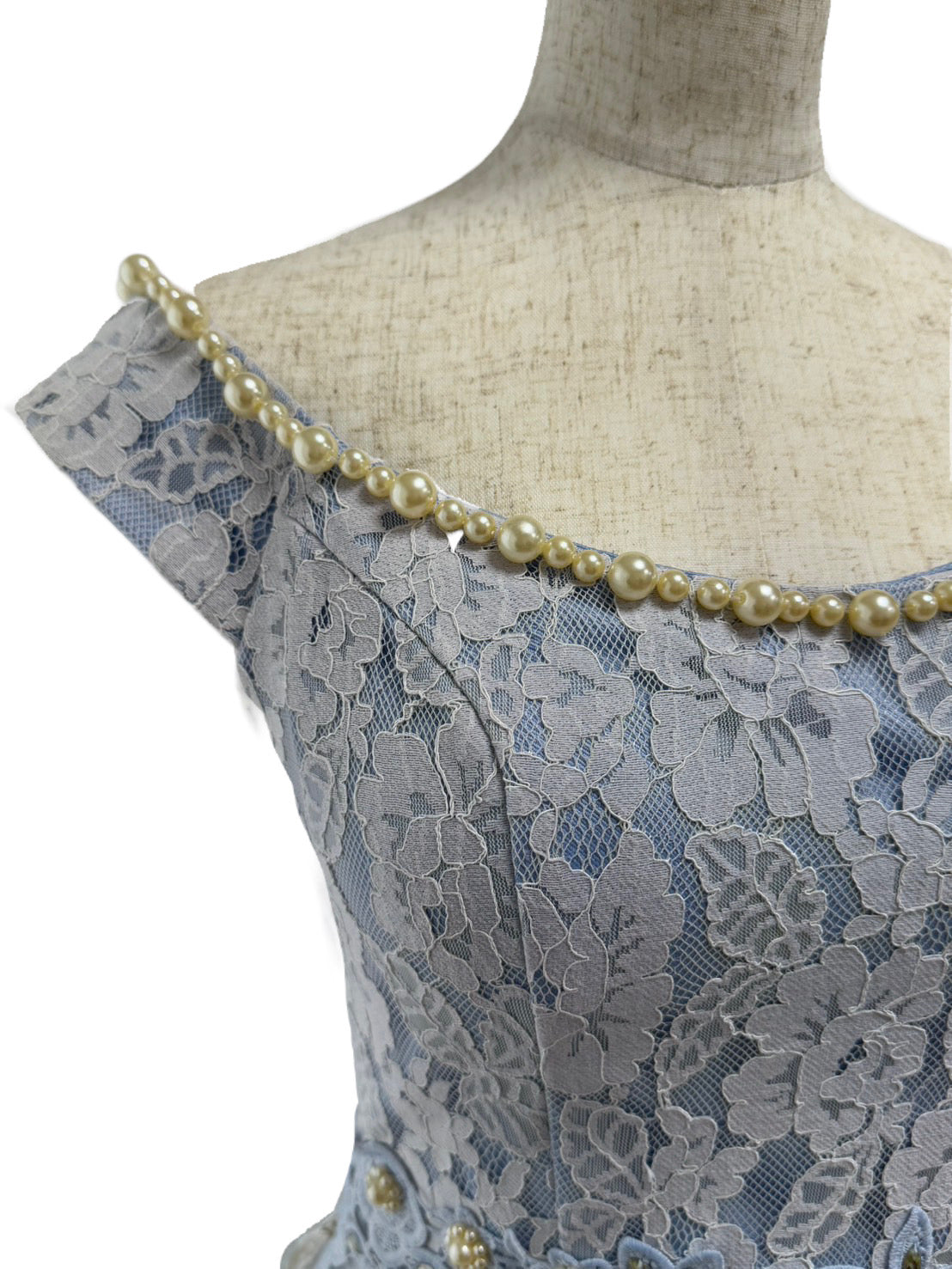 【123】セットアップ パール レース フレア ミニドレス an