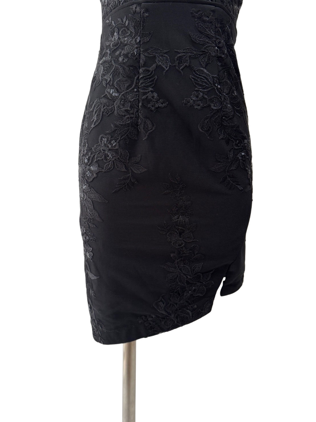 【154】ノースリーブ シースルー ビジュー スリット ROBE de FLEURS Glossy