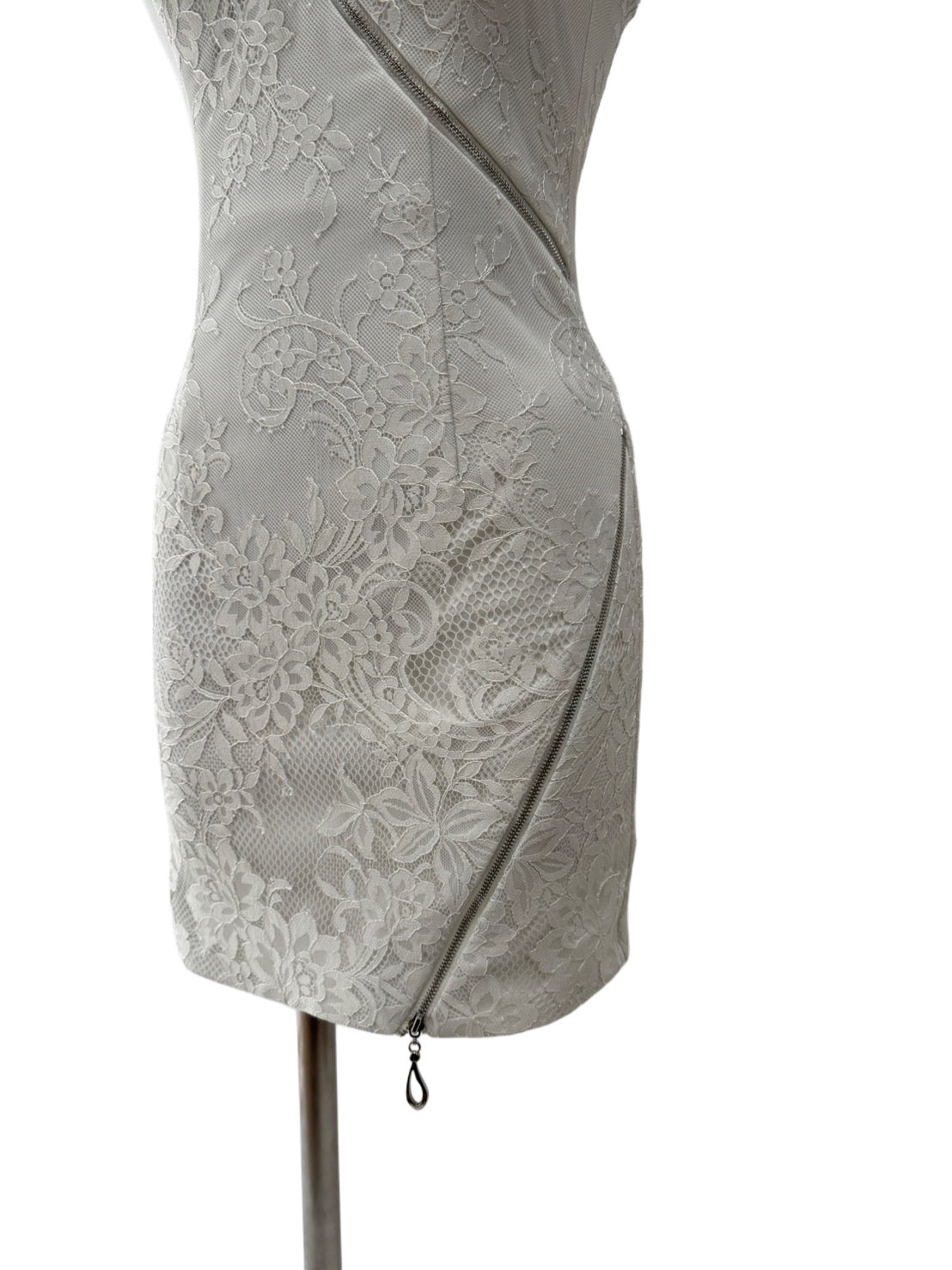 【155】ネックリボン ワンショルダー レース ジップ ROBE de FLEURS Glossy