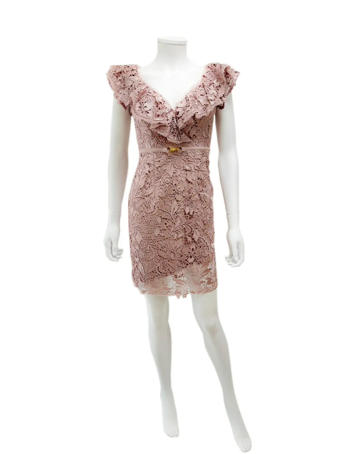 総レース オフショル フリル ベルト タイト ミニドレス キャバドレス DEA. by ROBE de FLEURS | et toi（エトワ） レンタルキャバドレス