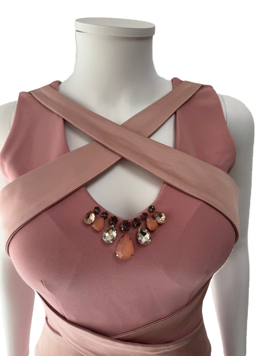 【134】ノースリーブ スリット ビジュー ミニドレス Andy