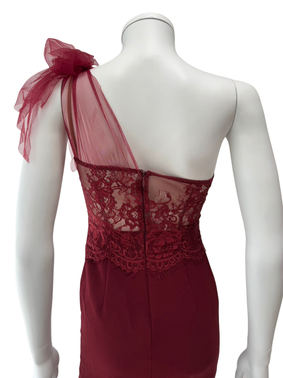 【138】マーメイド レース チュール ワンショルダー ミディアムドレス an