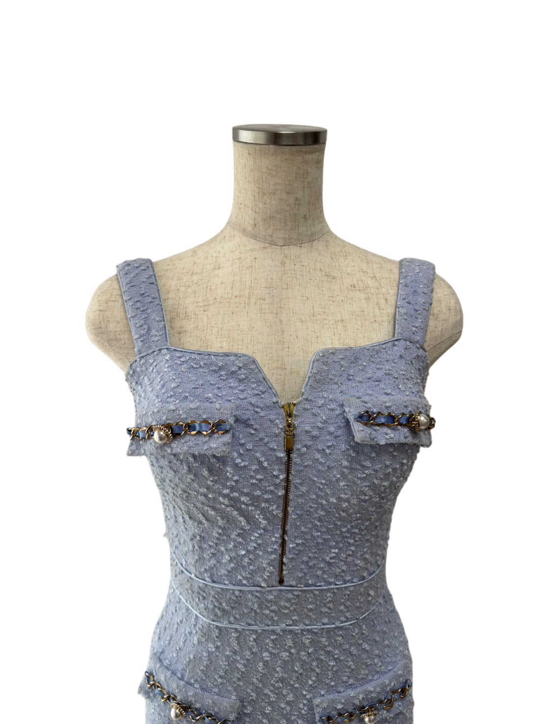 【156】ノースリーブ フロントジップ ミニドレス an