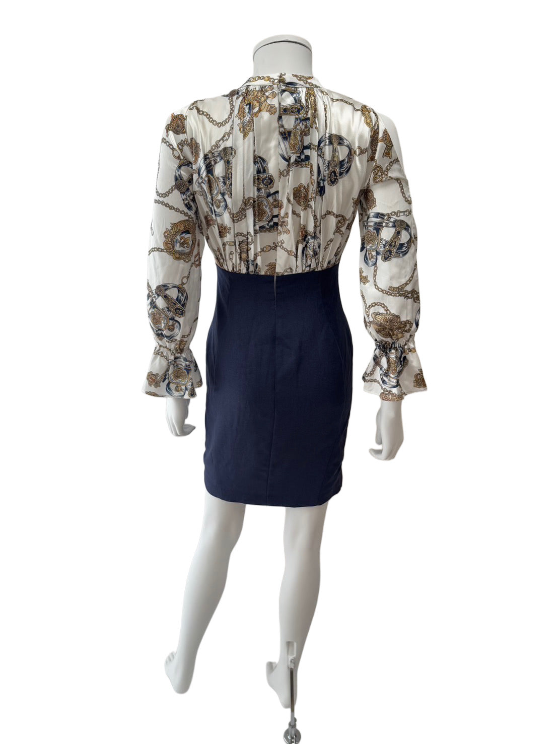 【129】袖あり リボン スリット ひざ丈 ミディアムドレス DEA.by ROBE de FLEURS