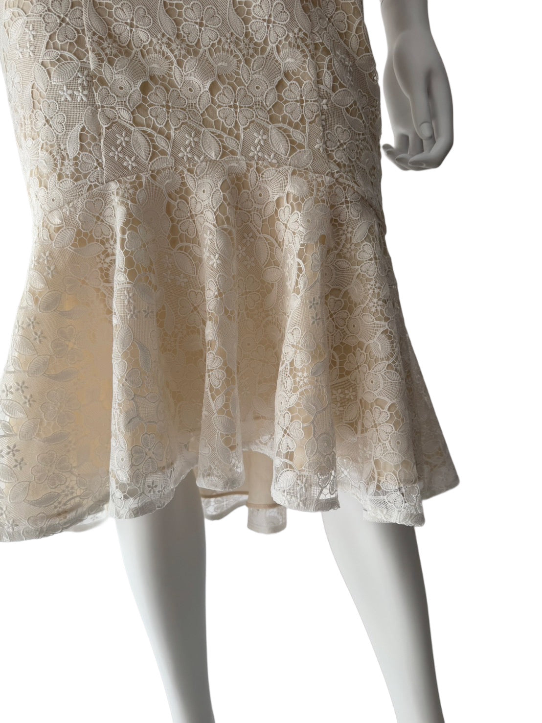 【106】レース ノースリーブ マーメイド ひざ丈 ミディアムドレス