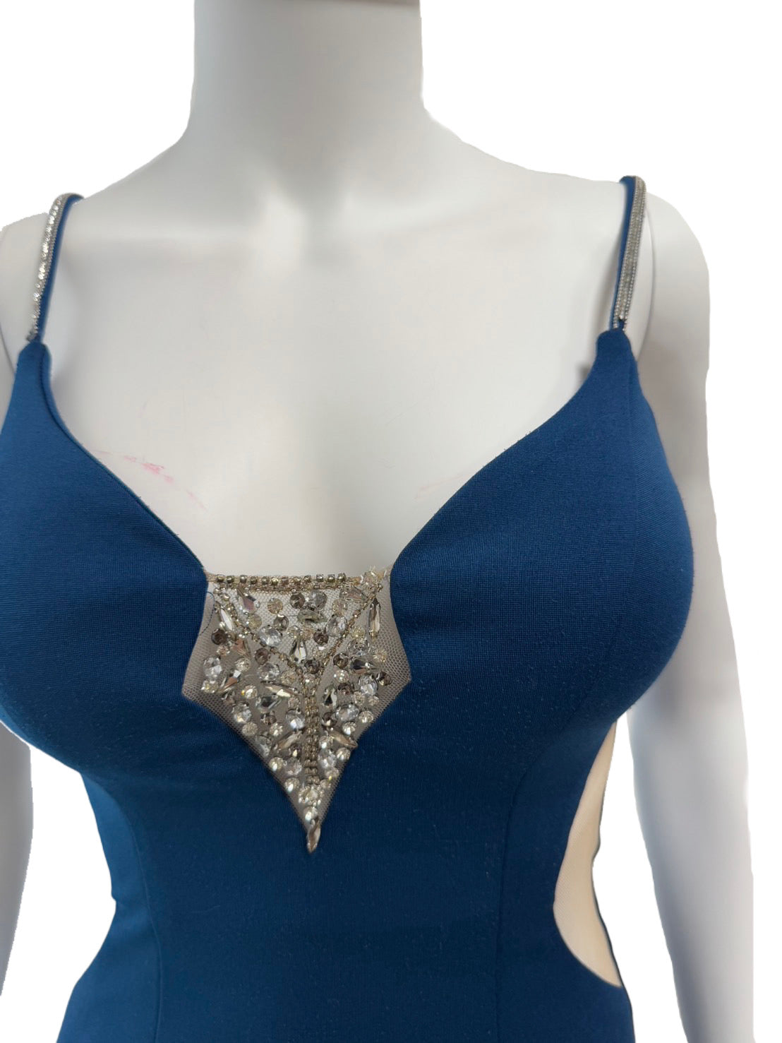 【110】マーメイド ノースリーブ ビジュー シースルー ミディアムドレス ANDY GLAMOROUS