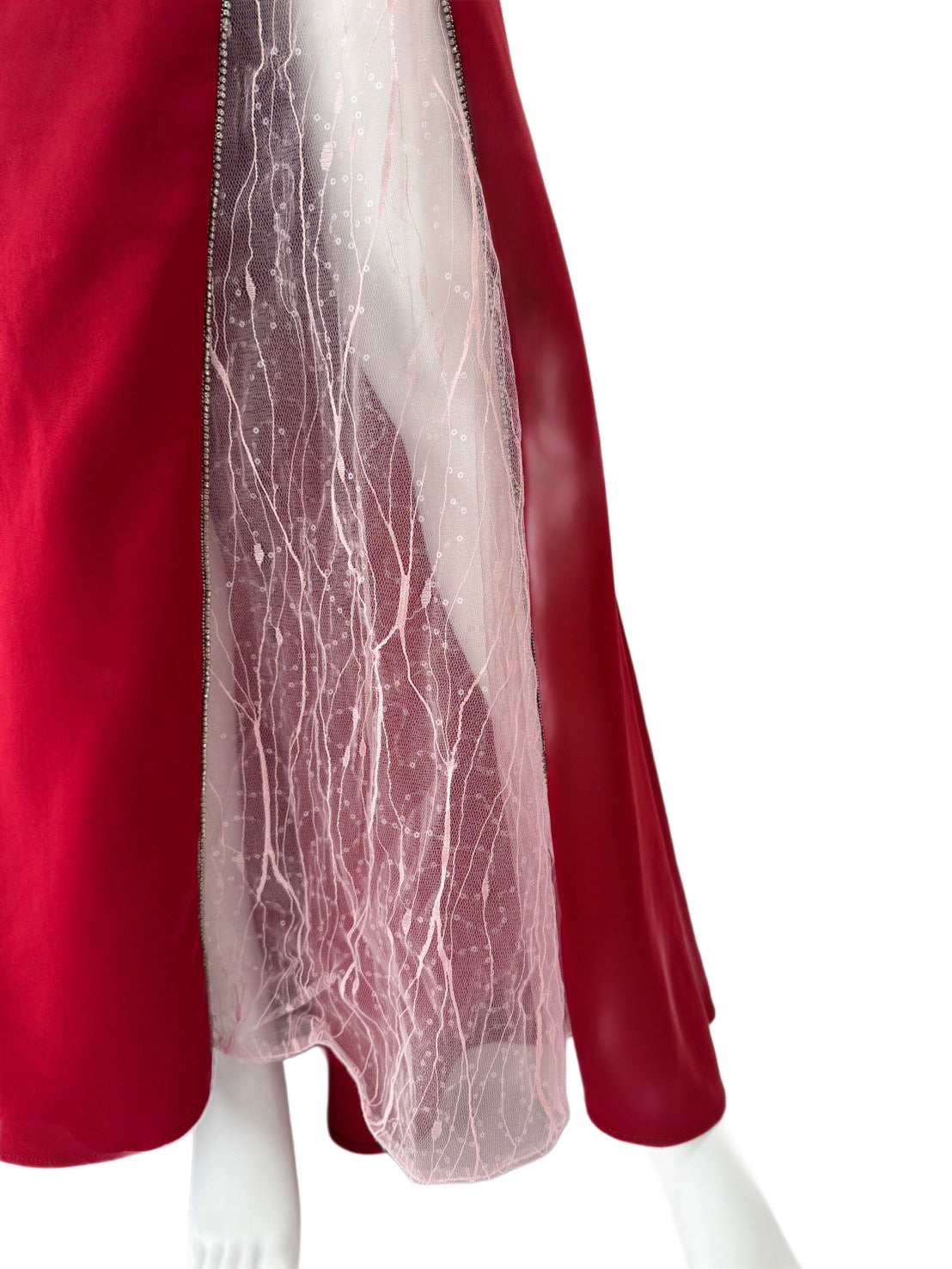 【152】ノースリーブ ビジュー レース シースルー ロングドレス ANGLE R