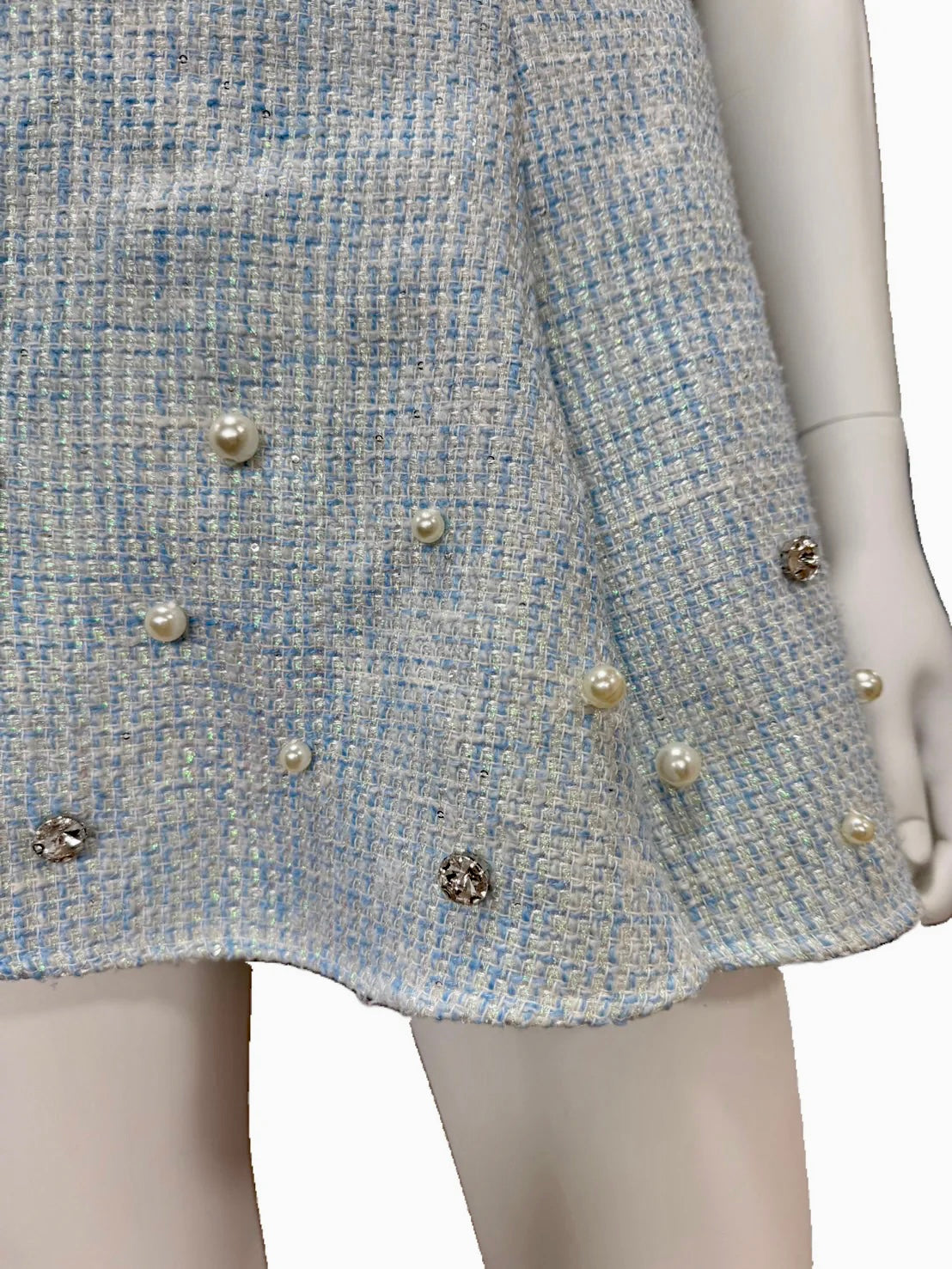 【001】NEW！ノースリーブ ビジュー セットアップ Aライン フレア ツイード ROBE de FLEURS