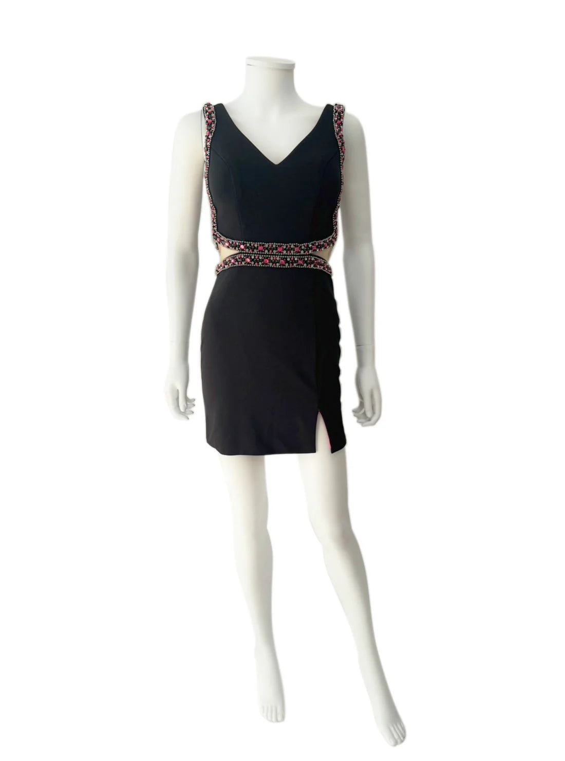 ノースリーブ ビジュー スリット タイト ミニドレス キャバドレス IRMA | et toi（エトワ） レンタルキャバドレス