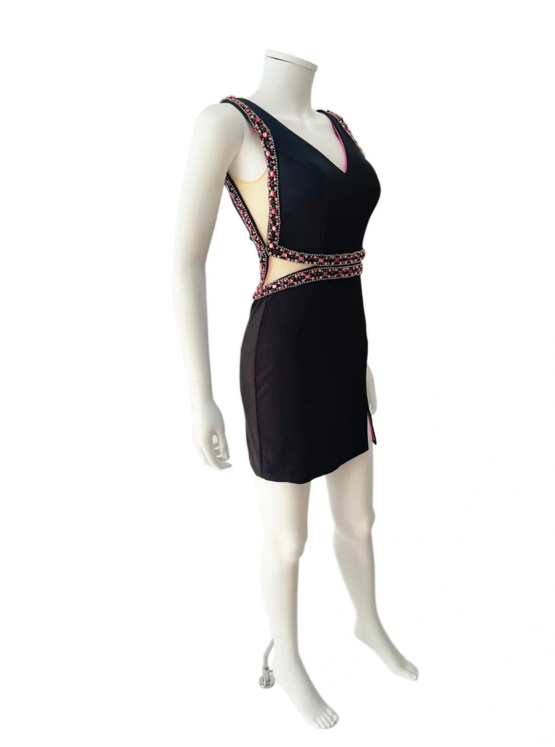 ノースリーブ ビジュー スリット タイト ミニドレス キャバドレス IRMA | et toi（エトワ） レンタルキャバドレス