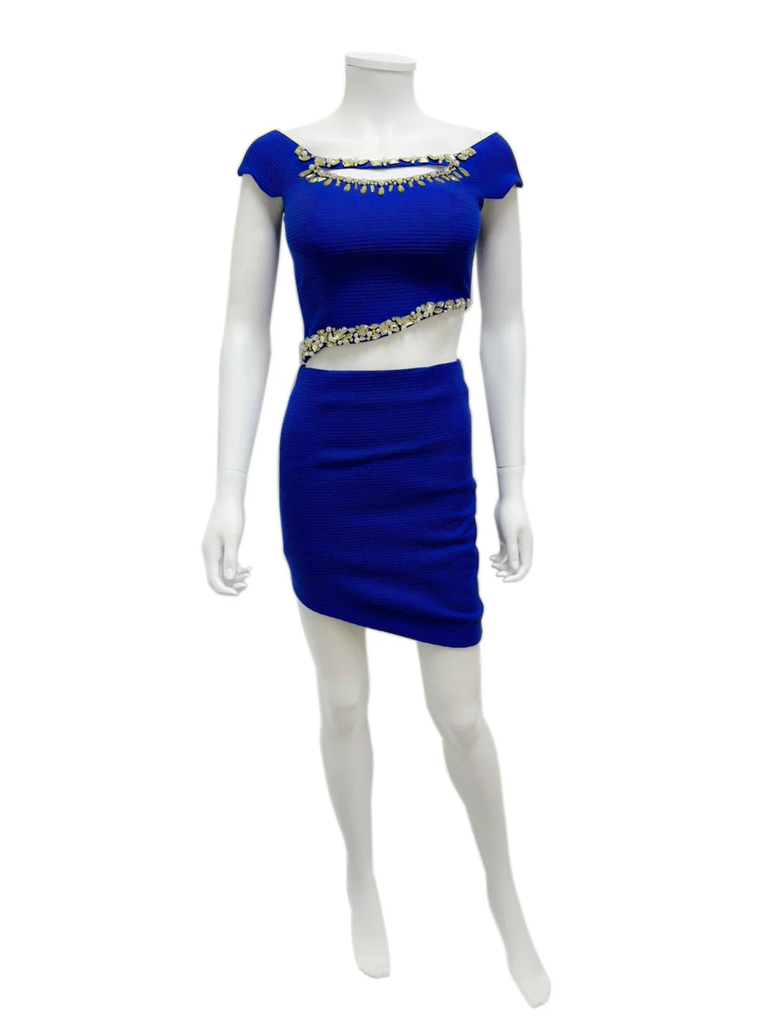 セットアップ ビジュー 袖あり タイト ミニドレス キャバドレス ROBE de FLEURS Glossy | et toi（エトワ） レンタルキャバドレス