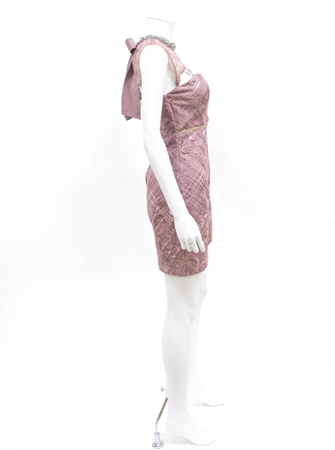 ネックリボン ビジュー レース タイト ミニドレス キャバドレス ROBE de FLEURS Glossy | et toi（エトワ） レンタルキャバドレス