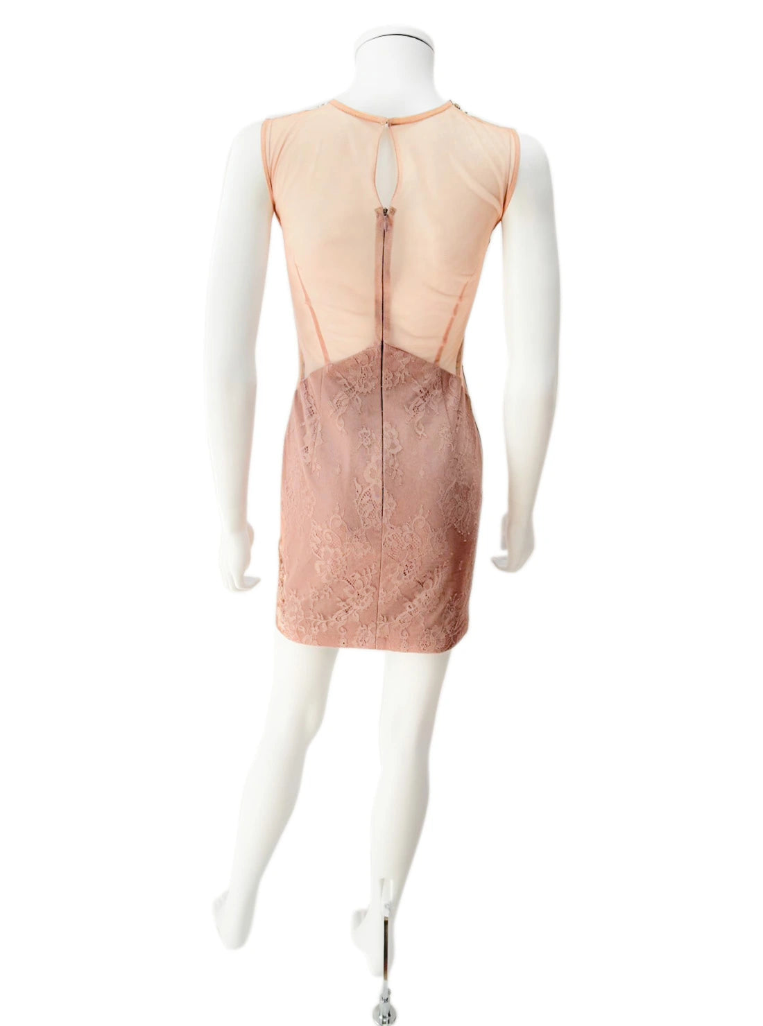 バストジップ 総レース ビジュー タイト ミニドレス キャバドレス ROBE de FLEURS Glossy